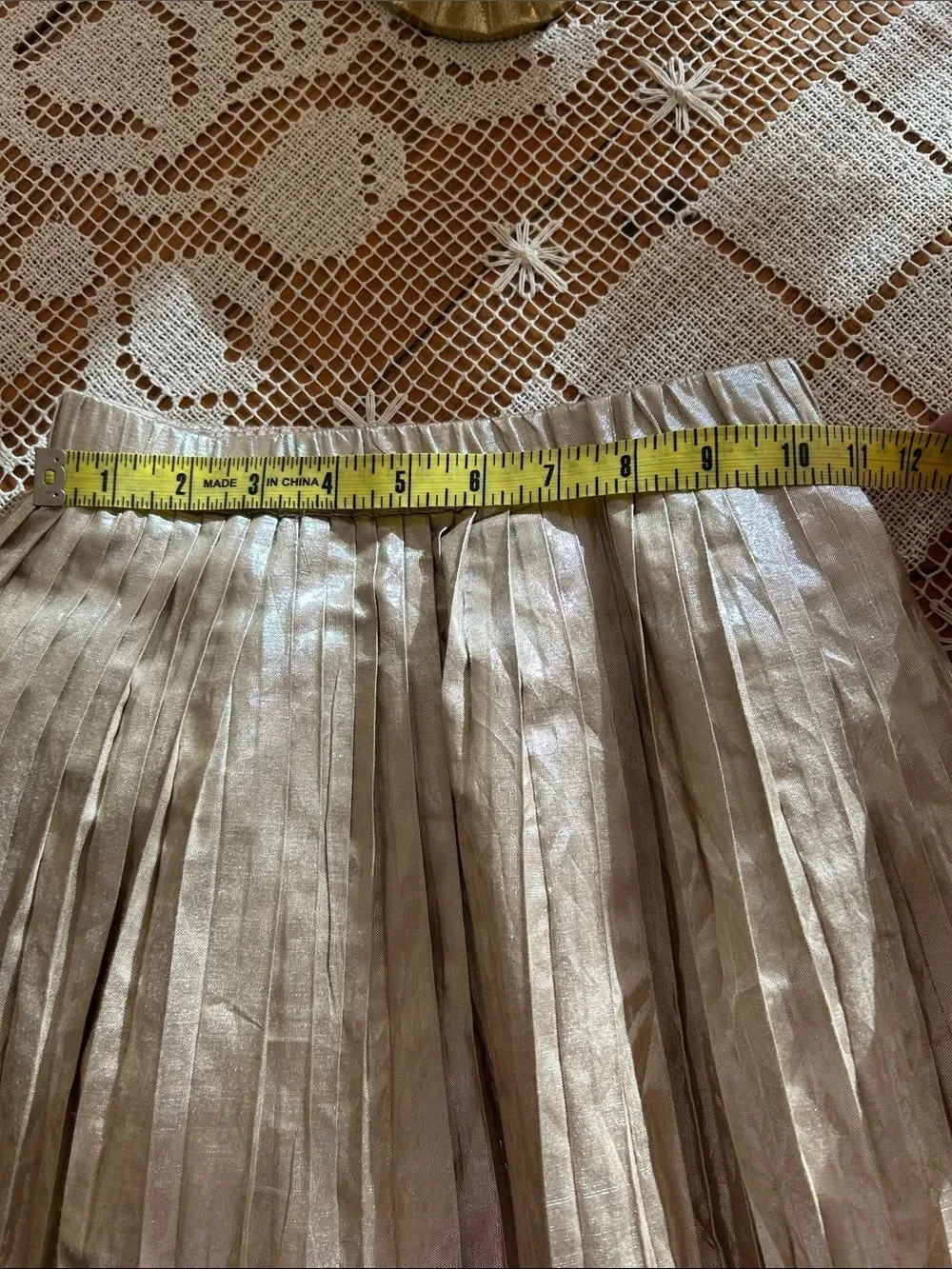 Mini Boden Metallic Gold Pleated Lined Skirt Size 5-7